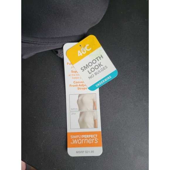 Simply Perfect by Warner's Women's Smooth Look Underwire Bra - Black 40C - Picture 5 of 6